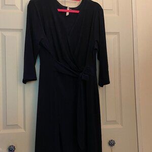 2x, dress, wrap around, dark navy blue, excellent condition